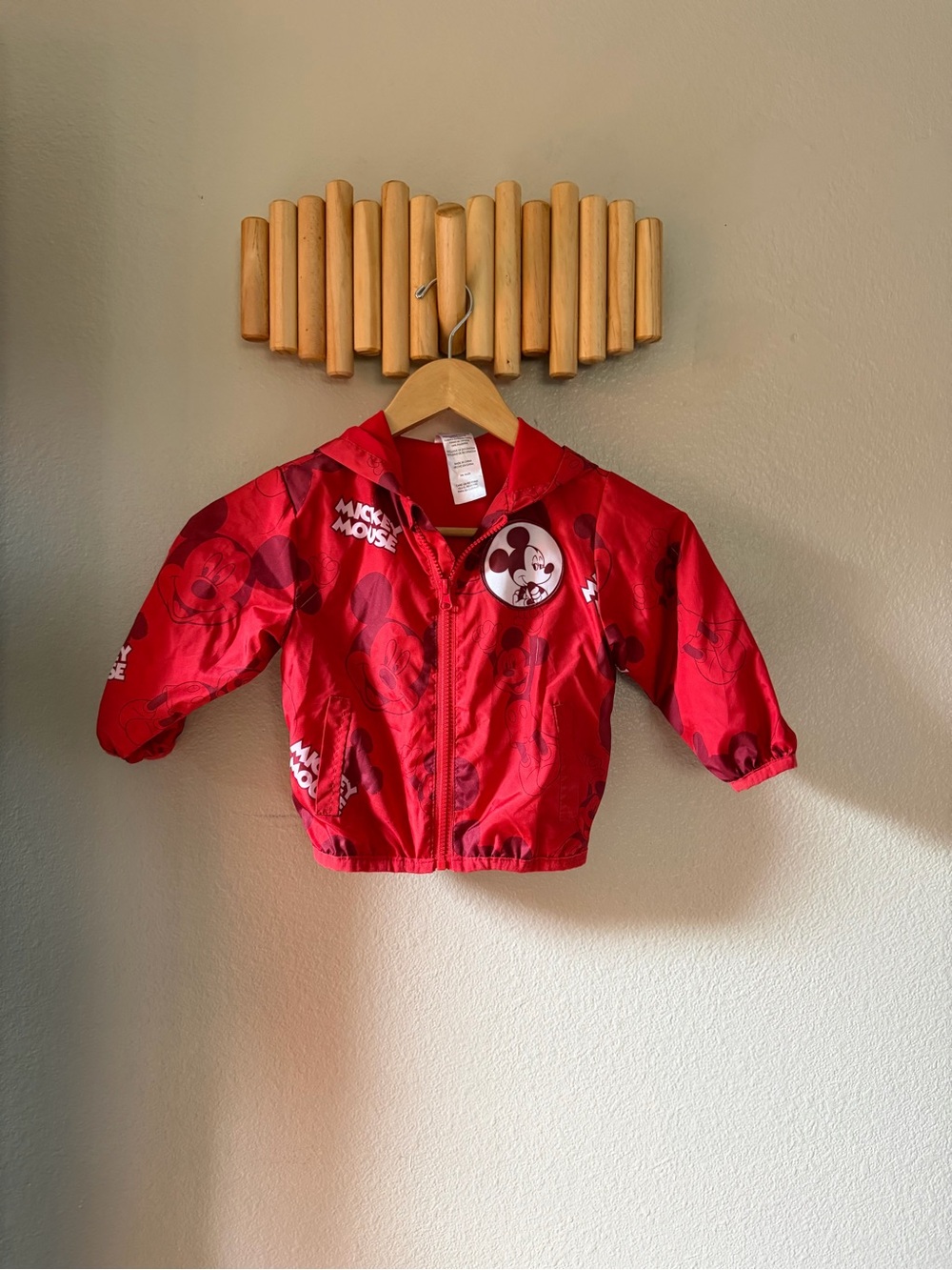 Disney Red Hooded Toddler Jacket with Mickey Mouse Details